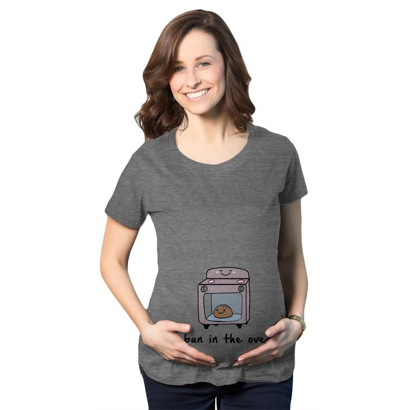 Maternity Bun In The Oven T shirt Funny Pregnancy Announcement New Baby Tee Funny Graphic Maternity Tee Cute Pregnancy...