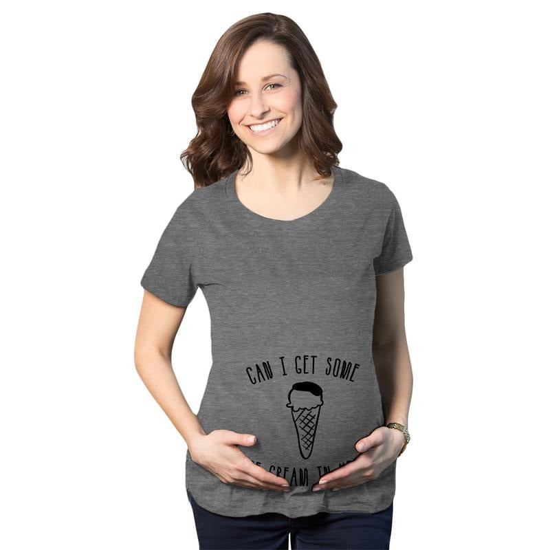 Maternity Can I Get Some Ice Cream In Here Funny Announce Pregnancy T shirt Funny Graphic Maternity Tee Cute Pregnancy...