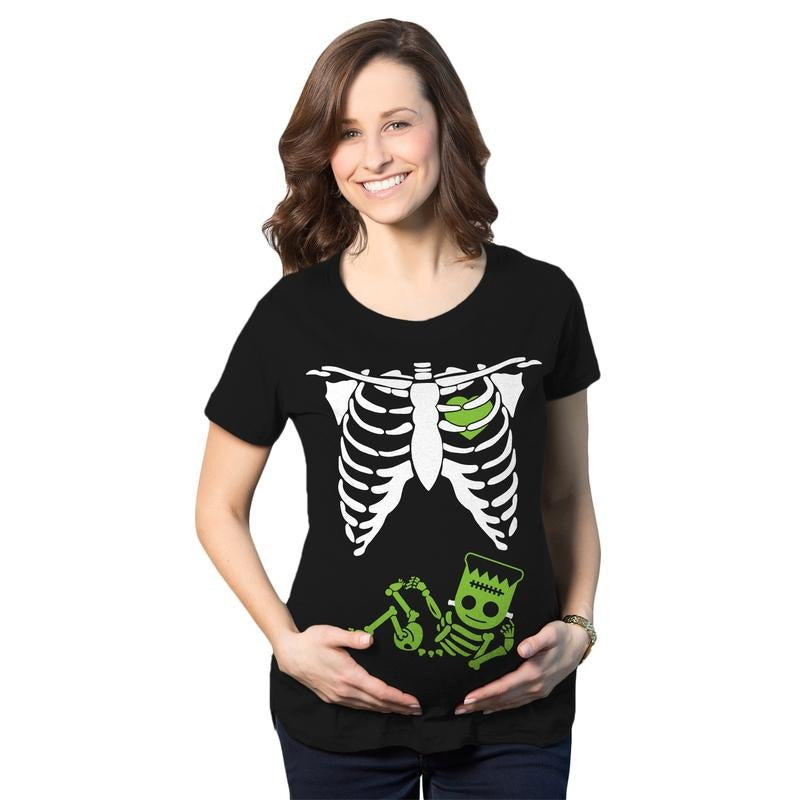 Maternity Frankenstein Baby Bump Fall Film Movie Cute Halloween Pregnancy T Shirt Funny Graphic Maternity Tee Cute...