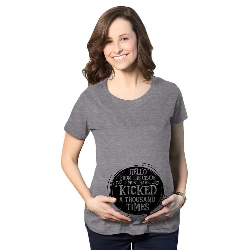 Maternity Hello From the Inside Cute Pregnancy Announcement Parody T Shirt Funny Graphic Maternity Tee Cute Pregnancy...