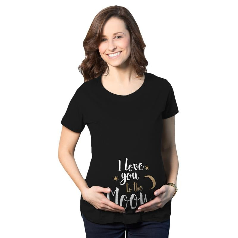 Maternity I Love You To The Moon Cute Maternity Shirts Announce Pregnancy Shirt Fun Funny Graphic Maternity Tee Cute...