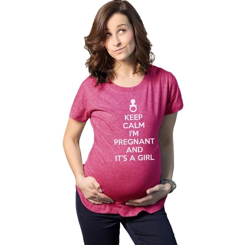 Maternity Keep Calm I'm Pregnant and It's a Girl Funny Pregnancy Tee Funny Graphic Maternity Tee Cute Pregnancy Tees With...