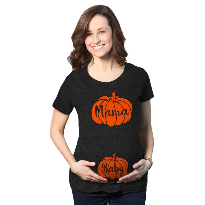 Maternity Mama And Baby Pumpkin T Shirt Cute Family Halloween Pregnancy Tee Funny Graphic Maternity Tee Cute Pregnancy...