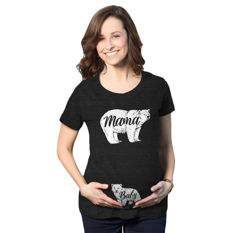 Maternity Mama Bear Baby Pregnancy Announcement T shirt Cute Reveal Bump Tee Funny Graphic Maternity Tee Cute Pregnancy...