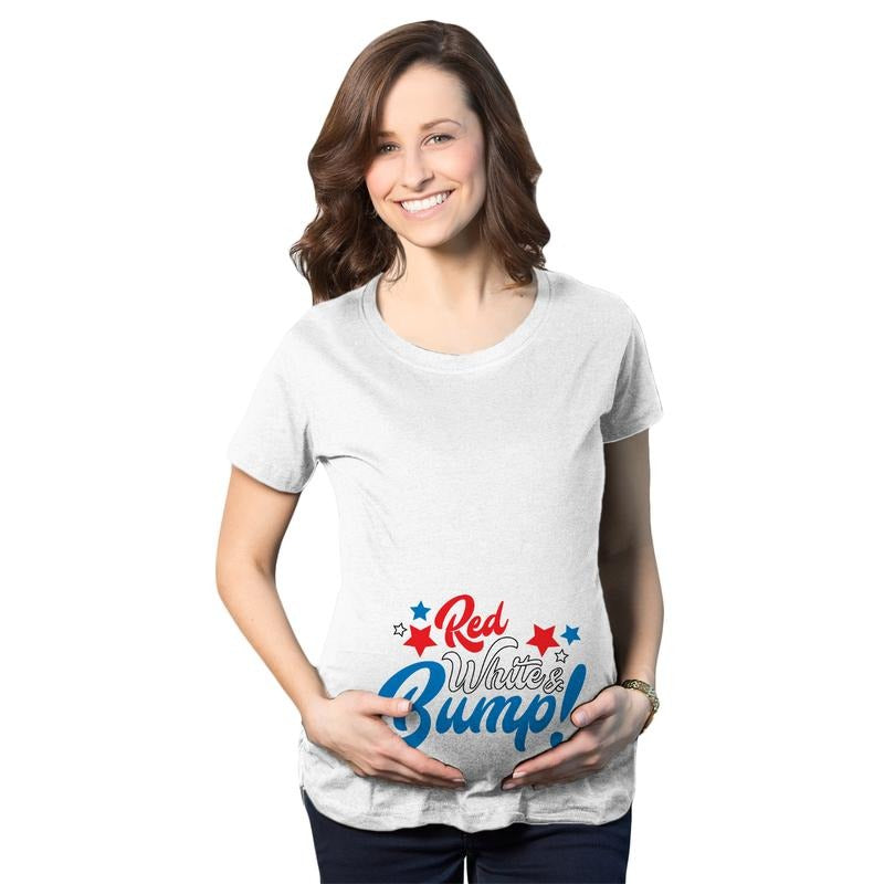 Maternity Red White and Bump Funny T shirts Announce Pregnancy Cute T shirt Funny Graphic Maternity Tee Cute Pregnancy...