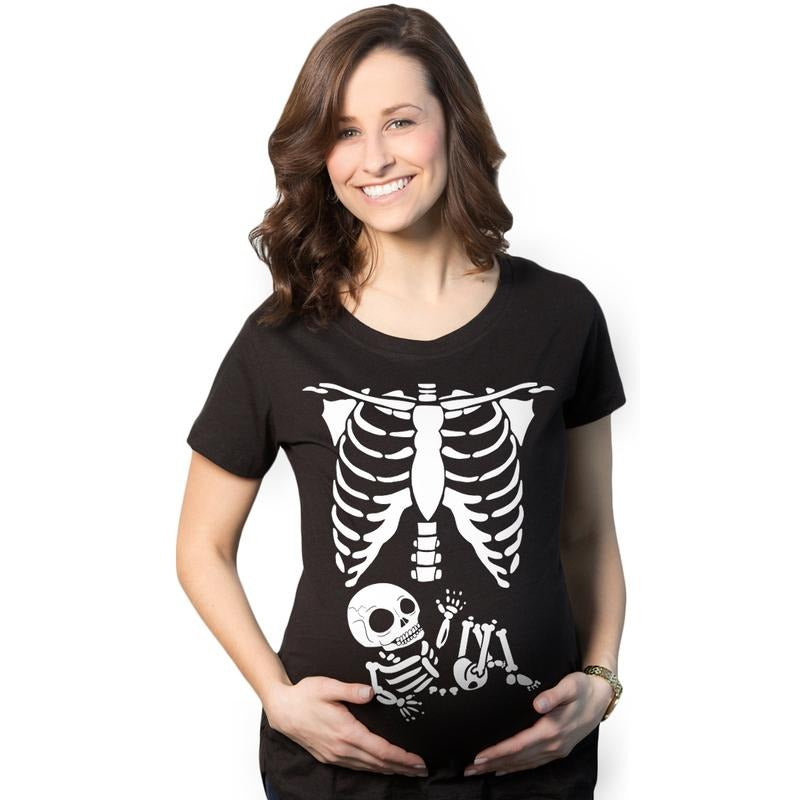 Maternity Skeleton Baby T Shirt Funny Cute Pregnancy Halloween Tee Announcement Funny Graphic Maternity Tee Cute...