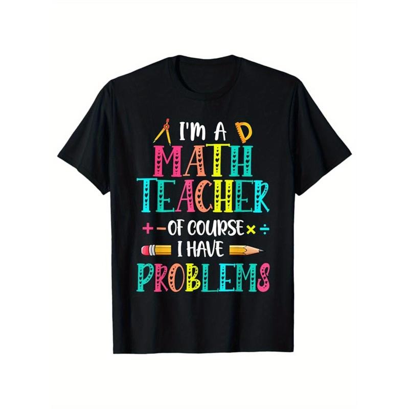 Math Print Men's Cotton Funny T-shirt, Graphic Tee Men's Outdoor Clothes, Men's Halloween Clothing, Casual Short Sleeve...