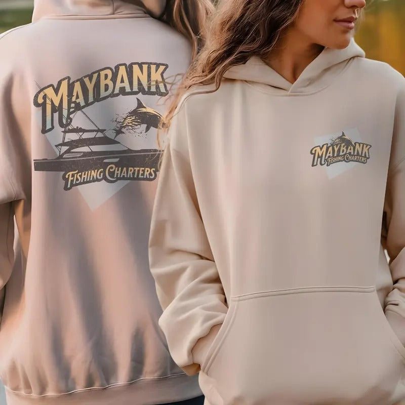 Maybank Fishiing Charters Unisex Hooded Sweatshirt 2 Sides-JJ Maybank Fishiing Shirt, Outer Banks Shirt, Gift for...
