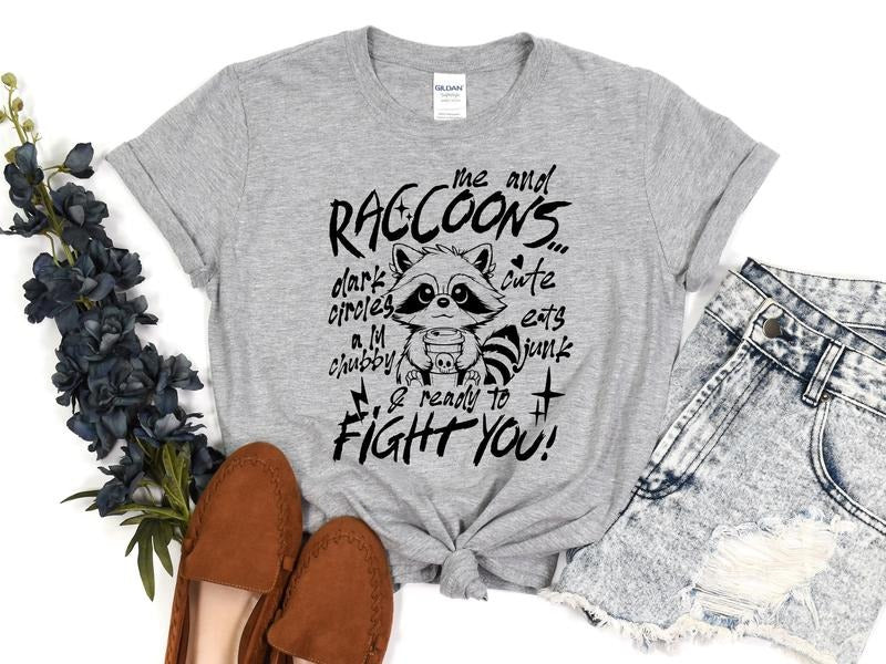 Me & Raccoons Short Sleeve T Shirt Hoodie, Sweatshirt | TeeBloomCo.com