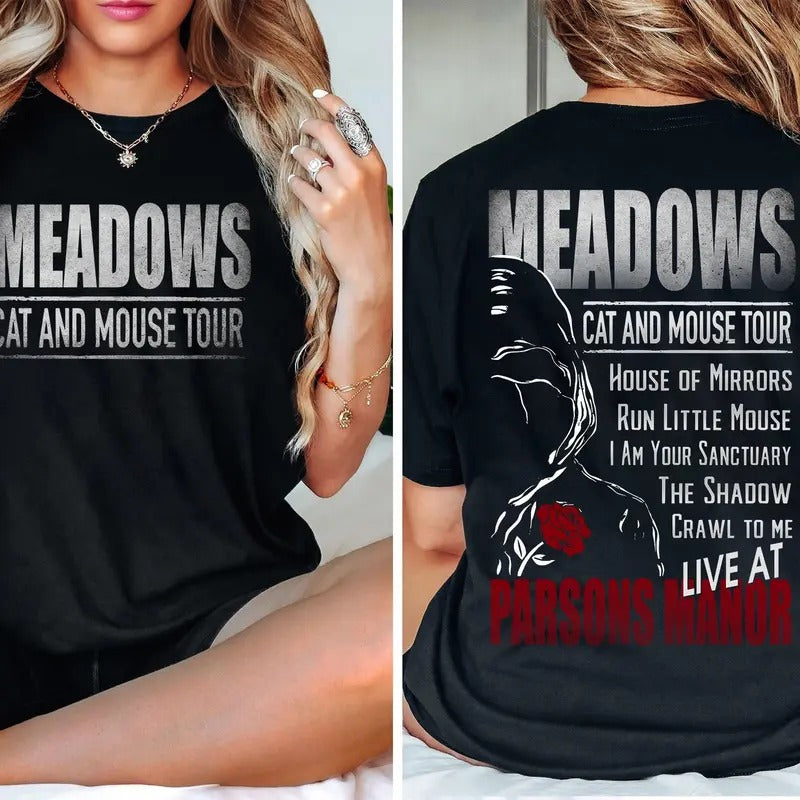 Meadows Cat And Mouse Tour T-Shirt, Zade Meadows Sweatshirt, Haunting Adeline Merch, Parsons Manor Sweater, Dark Romance...