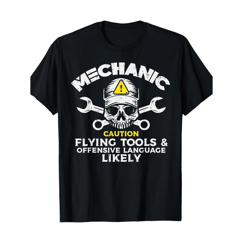 Mechanic Flying Tool wrench Funny Car Car Garage Man Dad T-shirt- 220g made in usa Hoodie, Sweatshirt | TeeBloomCo.com
