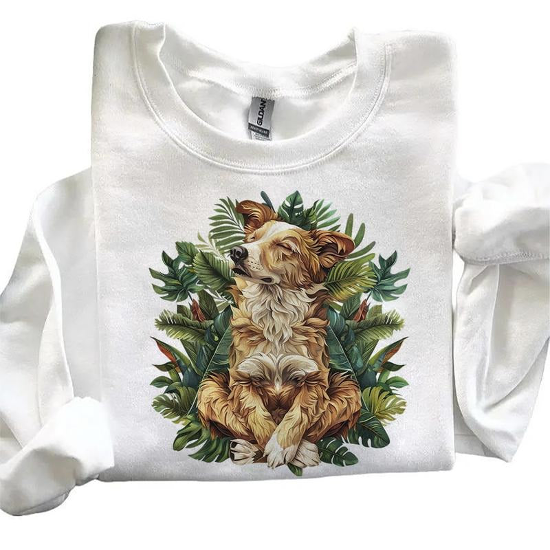 Meditating Dog Retro Sweatshirts Hoodie 4th of July Cute T-shirt Hunting Season Unisex Cotton Womenswear | TeeBloomCo.com