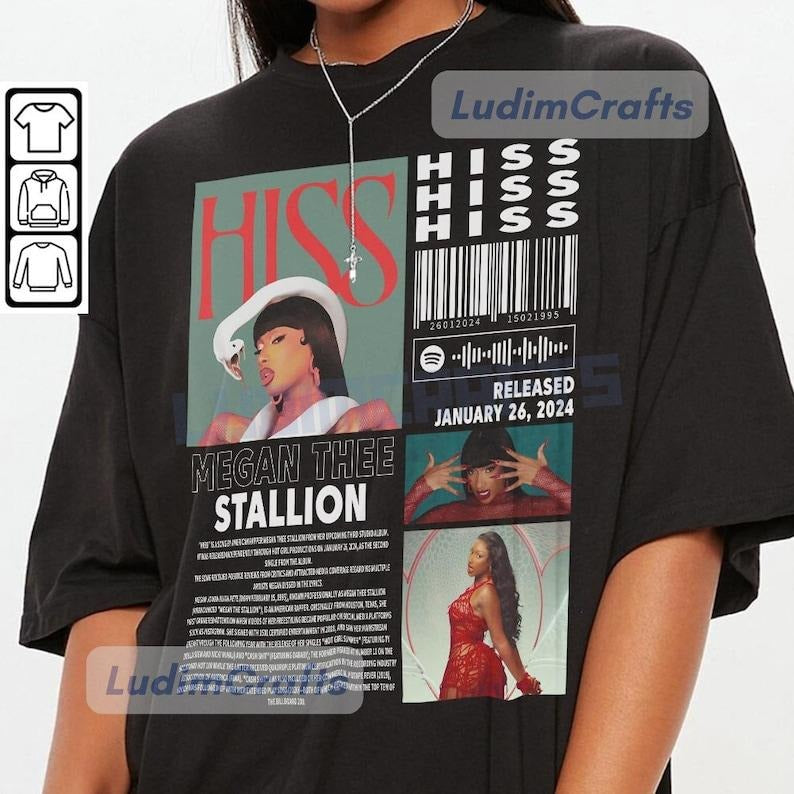 Megan Thee Stallion Music Merch Shirt, HISS Album 90s Tee, MTS Tour 2024 Gift Bootleg Inspired Sweatshirt Hoodie