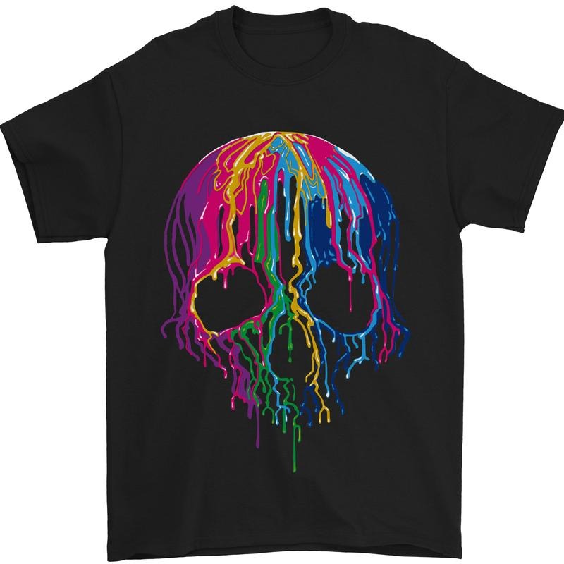 Melting Skull Biker Motorcycle Gothic Mens T-Shirt 100% Cotton Made in USA Hoodie, Sweatshirt | TeeBloomCo.com