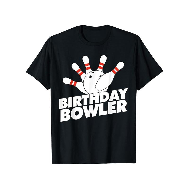 Men'S Casual Crew Neck T-Shirt with Geometric Bowling Print