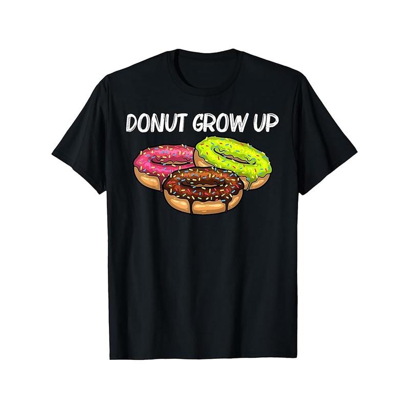 Men'S Cotton Crew Neck T-Shirt with Donut Print - All-Season Sports Style, Regular Fit, Slight Stretch Knit Fabric,...