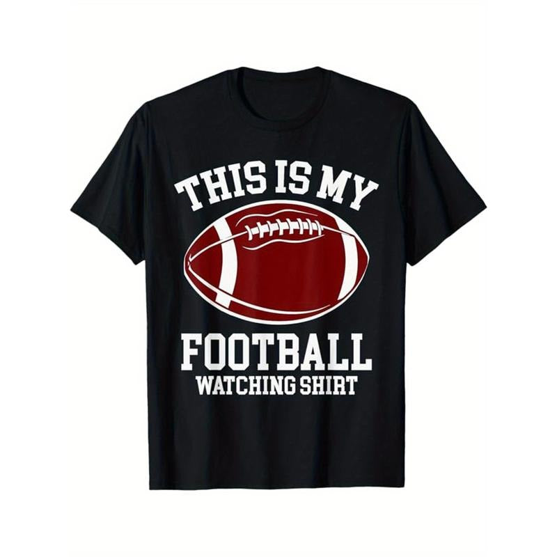 Men'S Cotton Football Graphic T-Shirt, 100% Cotton, Regular Fit, Crew Neck, Slight Stretch, Sports Style, with American...