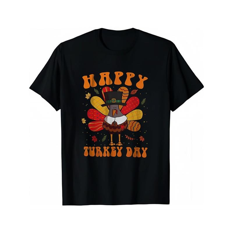 Men'S Thanksgiving Turkey Graphic Tee - Casual Crew Neck Short Sleeve Cotton T-Shirt with Slight Stretch, Knit Fabric,...