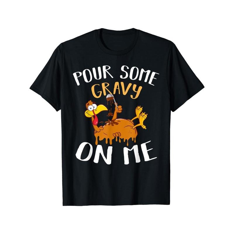 Men'S Thanksgiving Turkey Gravy Graphic Tee - 100% Cotton Crew Neck T-Shirt with Slight Stretch, Casual Printed Top for...