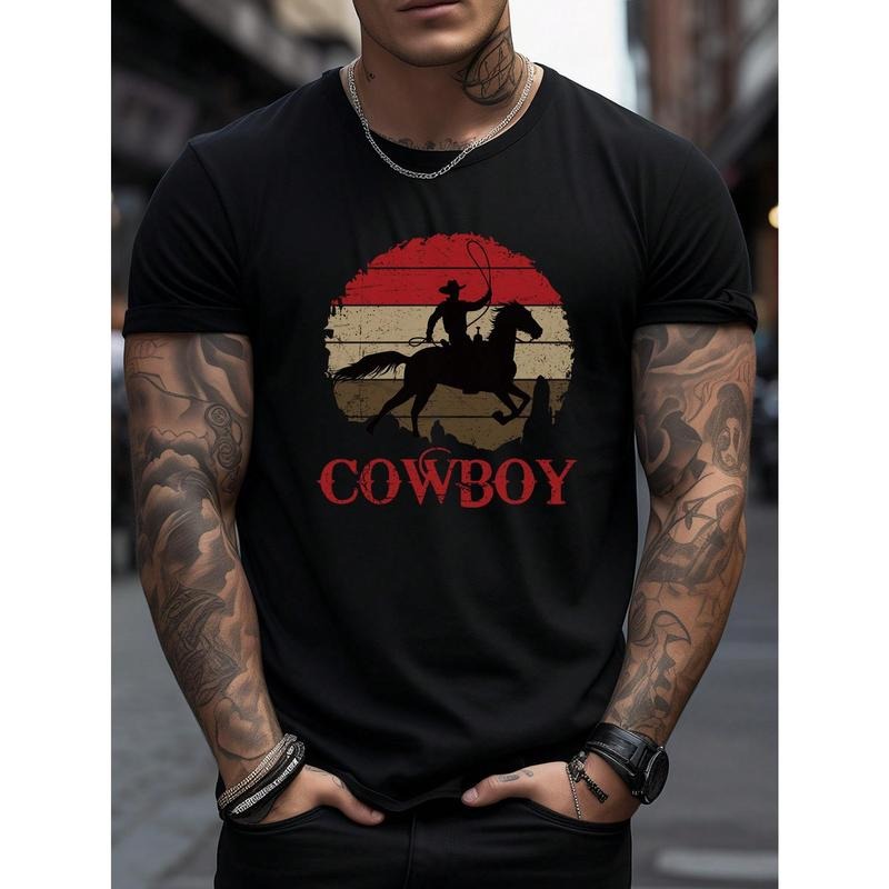 Men Summer Casual Short Sleeve Round Neck T-Shirt With Letter&Knight Print Made in USA Hoodie, Sweatshirt | TeeBloomCo.com