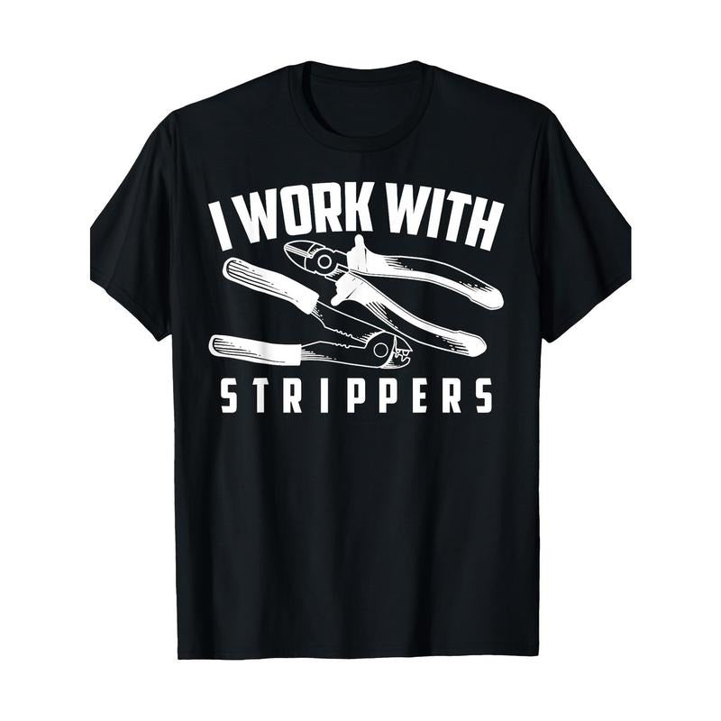 Men's 'I Work with Pliers' Graphic Tee - Casual Cotton T-Shirt with Unique Tool Print, Breathable & Soft, Machine...