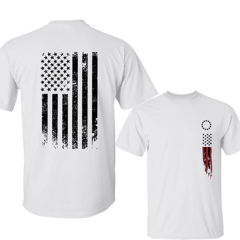 Men's American Flag Print T-Shirt, Short Sleeve, Casual Fit for All Seasons Hoodie, Sweatshirt | TeeBloomCo.com