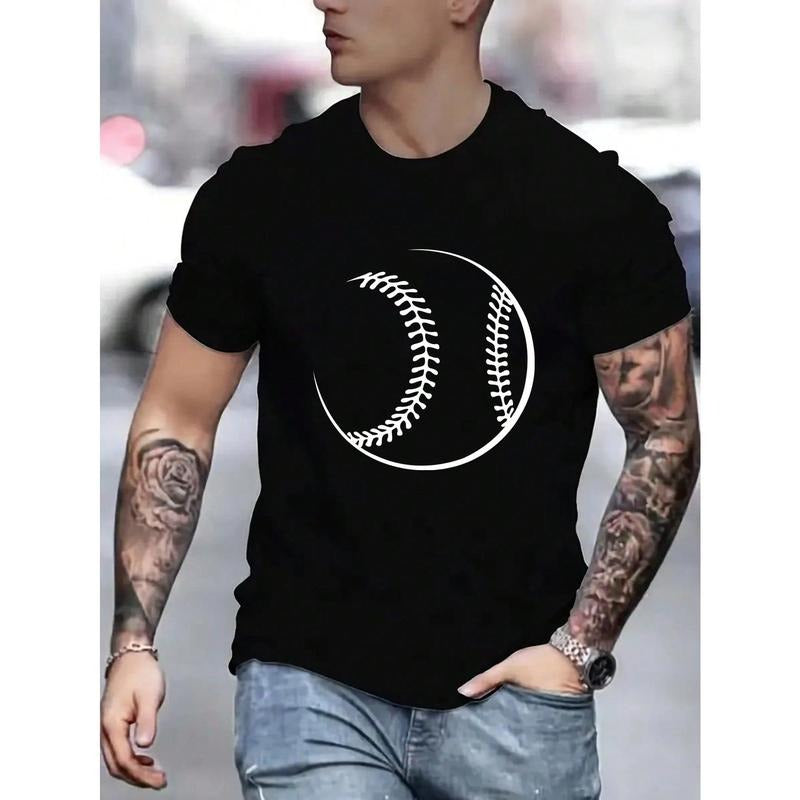 Men's Baseball Printed Round Neck Short Sleeve T-Shirt Made in USA Hoodie, Sweatshirt | TeeBloomCo.com