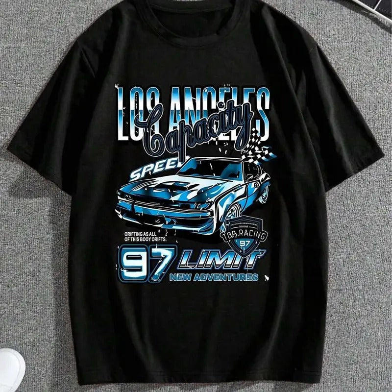 Men's Cartoon Car Graphic Print Round Neck Tee, Streetwear, Men Summer Top T-shirt Hoodie, Sweatshirt | TeeBloomCo.com
