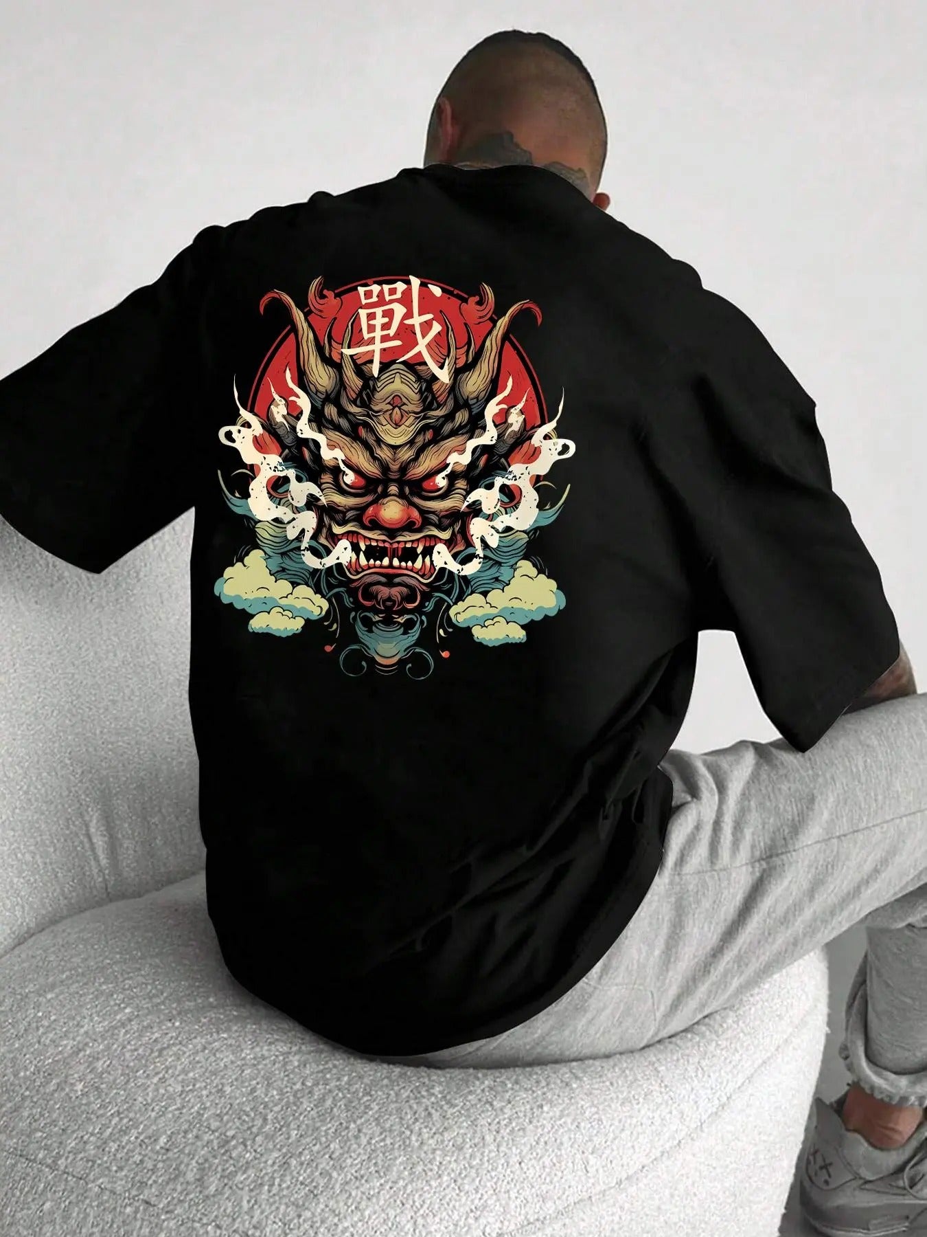 Men's Cartoon Graphic Print Round Neck Tee, Regular Fit Casual Drop Shoulder Short Sleeve T-shirt, Men's Summer Top for...