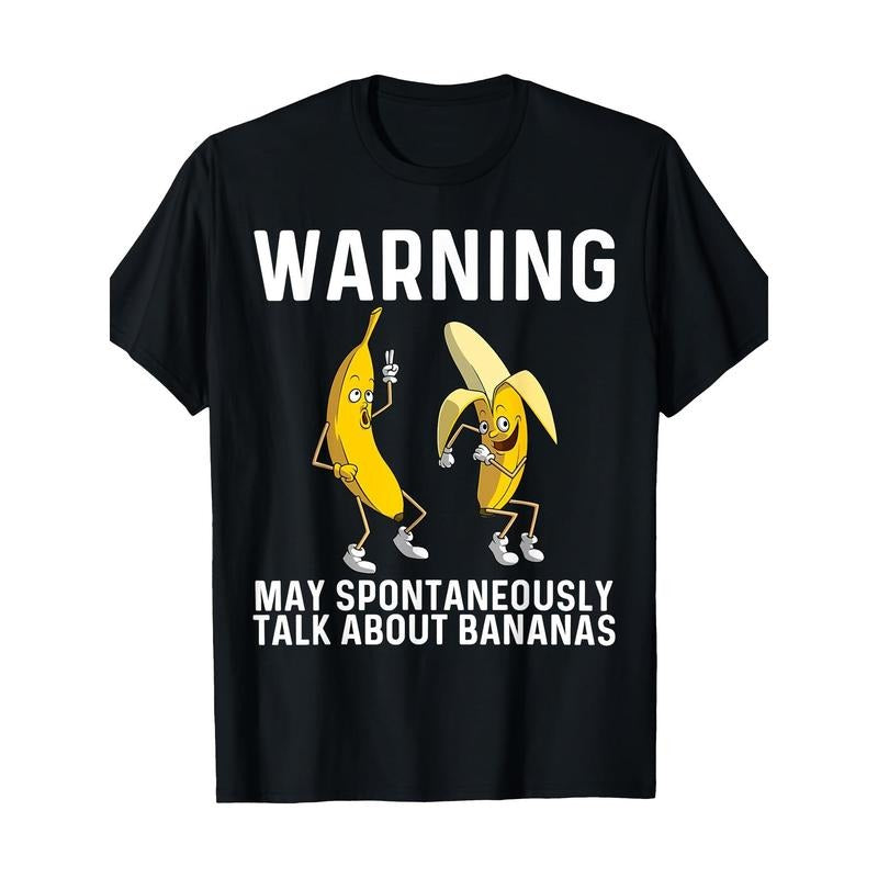 Men's Casual Cotton T-Shirt with Funny Banana Print