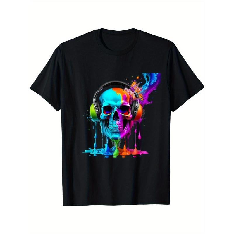 Men's Casual Cotton T-Shirt with Unique AI Graphic Design - Breathable, Machine Washable, All-Season Crew Neck Tee made...
