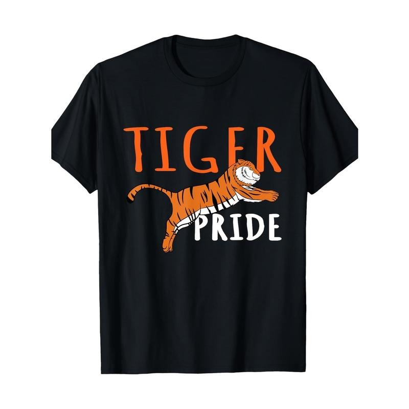 Men's Casual Cotton T-Shirt with Unique Tiger Print - Crew Neck, Short Sleeve, Machine Washable
