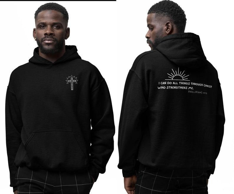 Men's Christian Hoodie Bible Verse Hoodie Christian Merch Mens Christian Streetwear Jesus Hoodie Christian Sweatshirt...