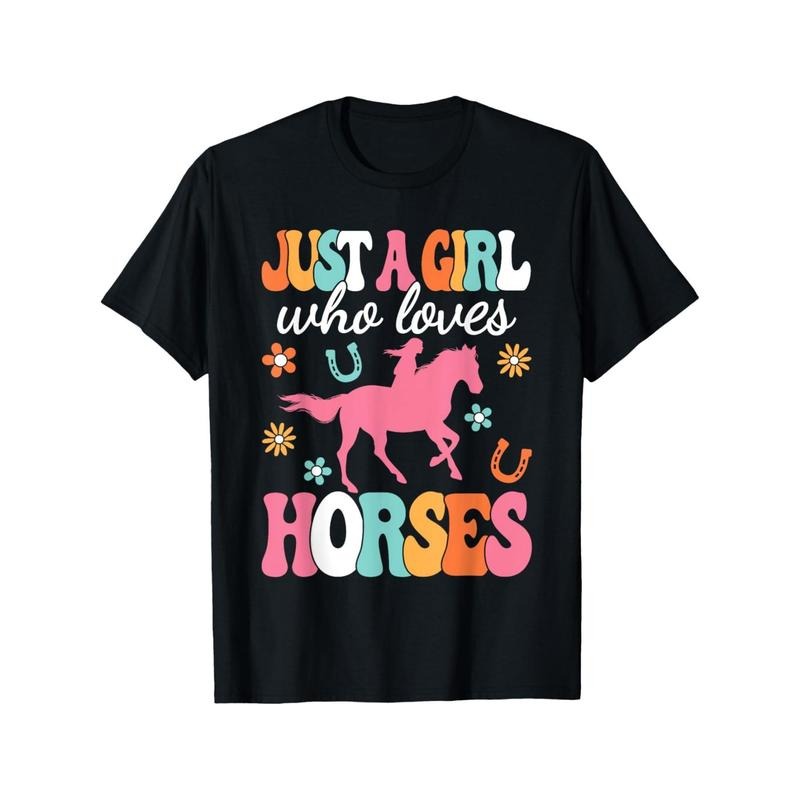 Men's Cotton Casual T-Shirt with Horse Print