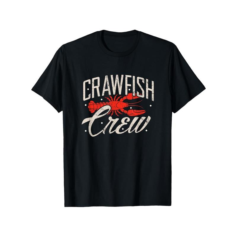 Men's Cotton Crayfish Print T-Shirt - Casual & Comfortable, Perfect for Daily Wear & Gifts, Black, Sizes S-XXXL made in...