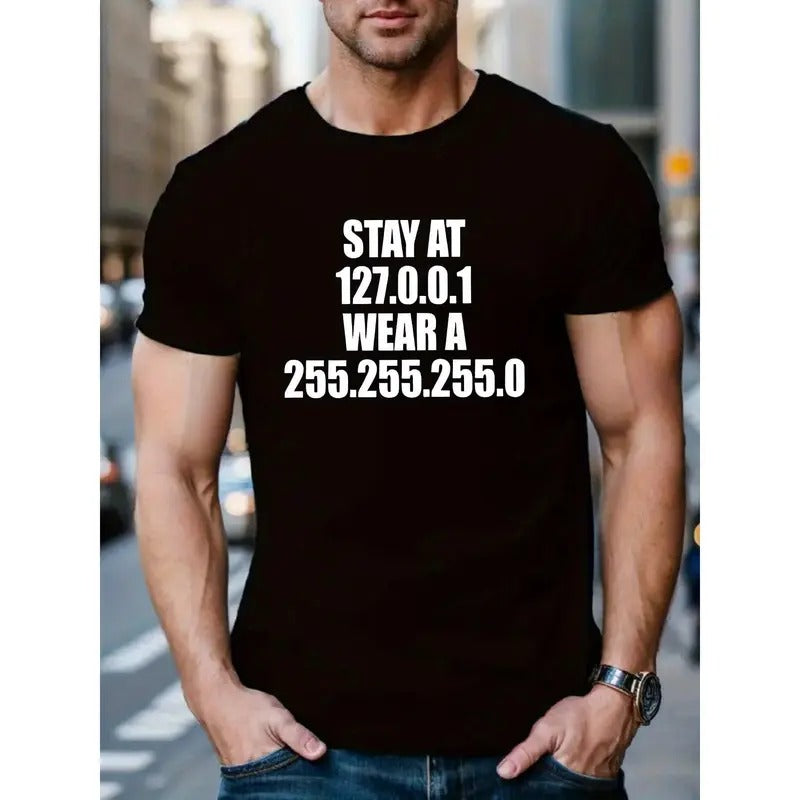 Men's Creative Short Sleeve Casual T-Shirt, Summer Outdoor Crew Neck Top with Unique Numeric Print, Knit Fabric with...