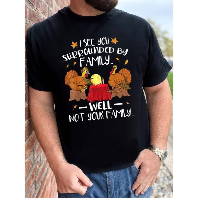 Men's Fun Turkey Thanksgiving Cotton Printed T-shirt made in usa Hoodie, Sweatshirt | TeeBloomCo.com