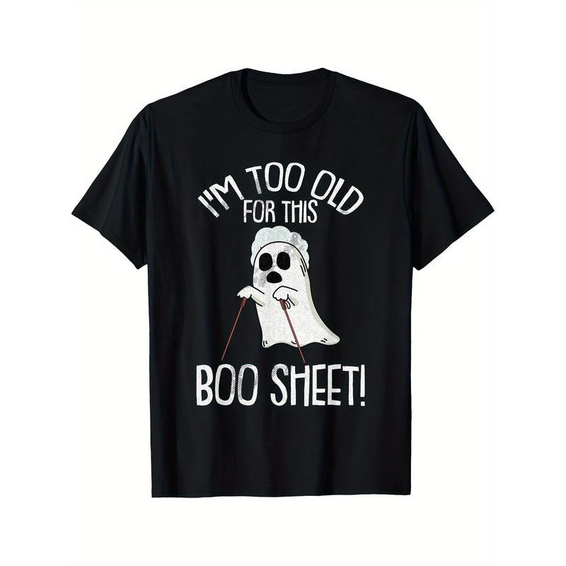 Men's Im Too Old For This Boo Sheet Lazy Halloween Costume Ghost Printed Comfortable Breathable Soft Casual Short Sleeve...