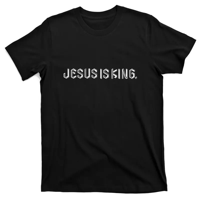 Men's Jesus Is King Embossed T-Shirt with Church Faith Christian Catholic Design Hoodie, Sweatshirt | TeeBloomCo.com