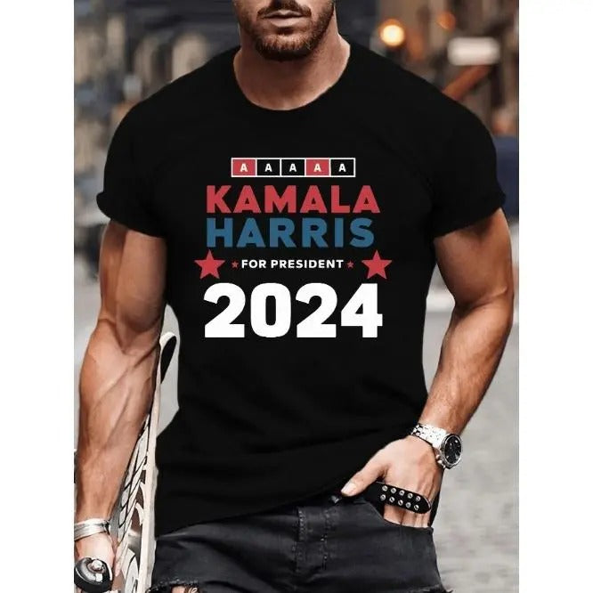 Men's Kamala Harris 2024 Presidential Campaign T-shirt-Summer Casual Short Sleeve T-shirt Made in USA Hoodie, Sweatshirt