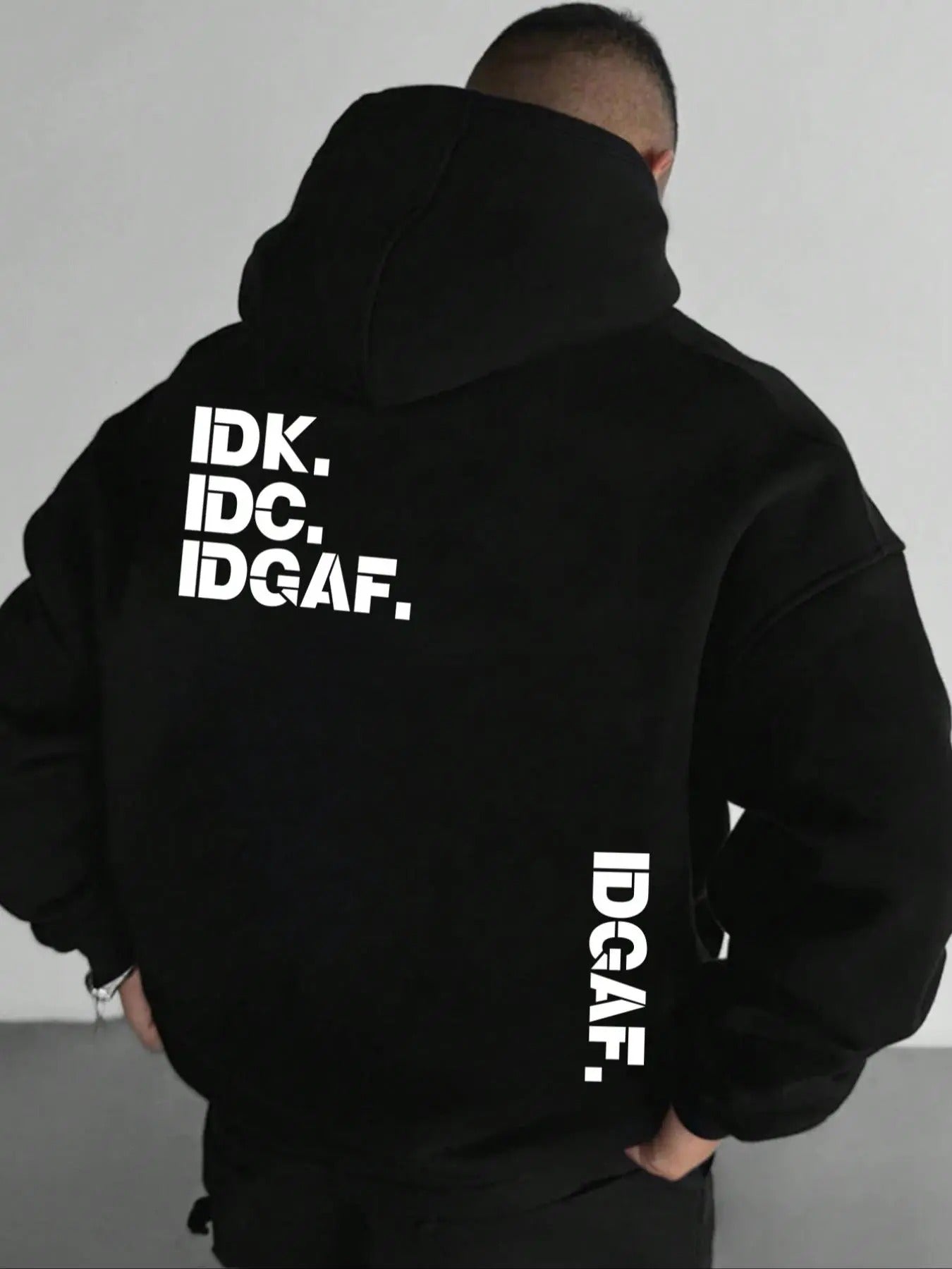 Men's Letter Print Drop Shoulder Thermal Lined Hoodie, Fashion Casual Regular Fit Drawstring Pocket Hooded Sweatshirt for...