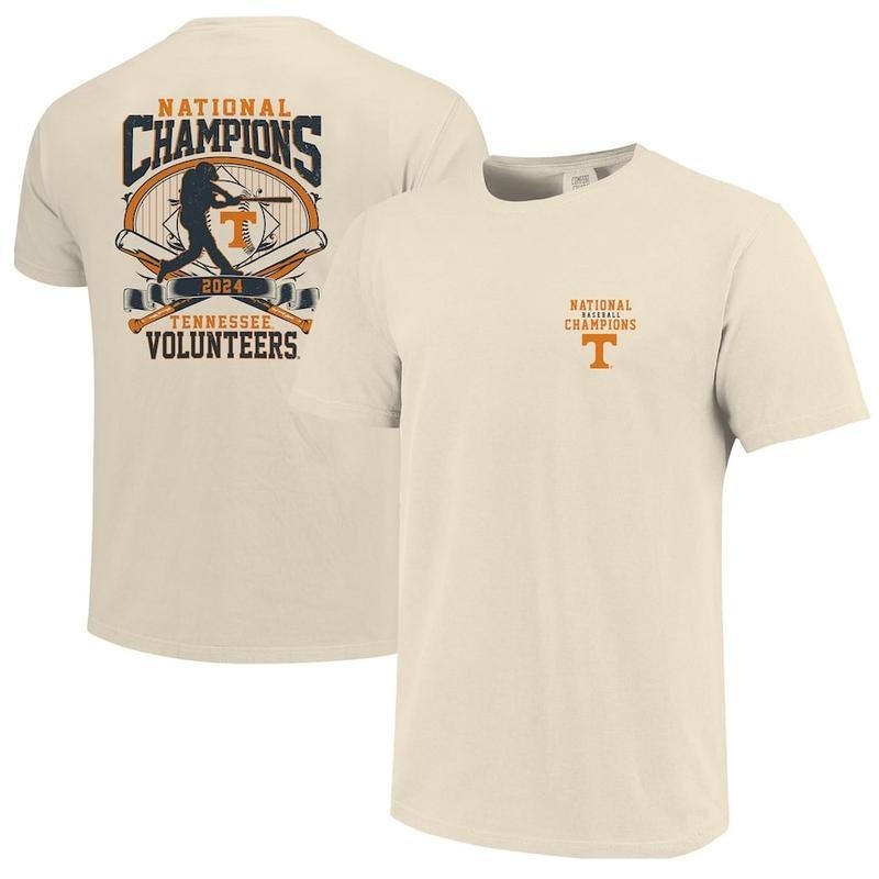 Men's Natural Tennessee Volunteers 2024 NCAA, Men's Baseball College World Series Champions Swing T-Shirt, Graphic Tee,...