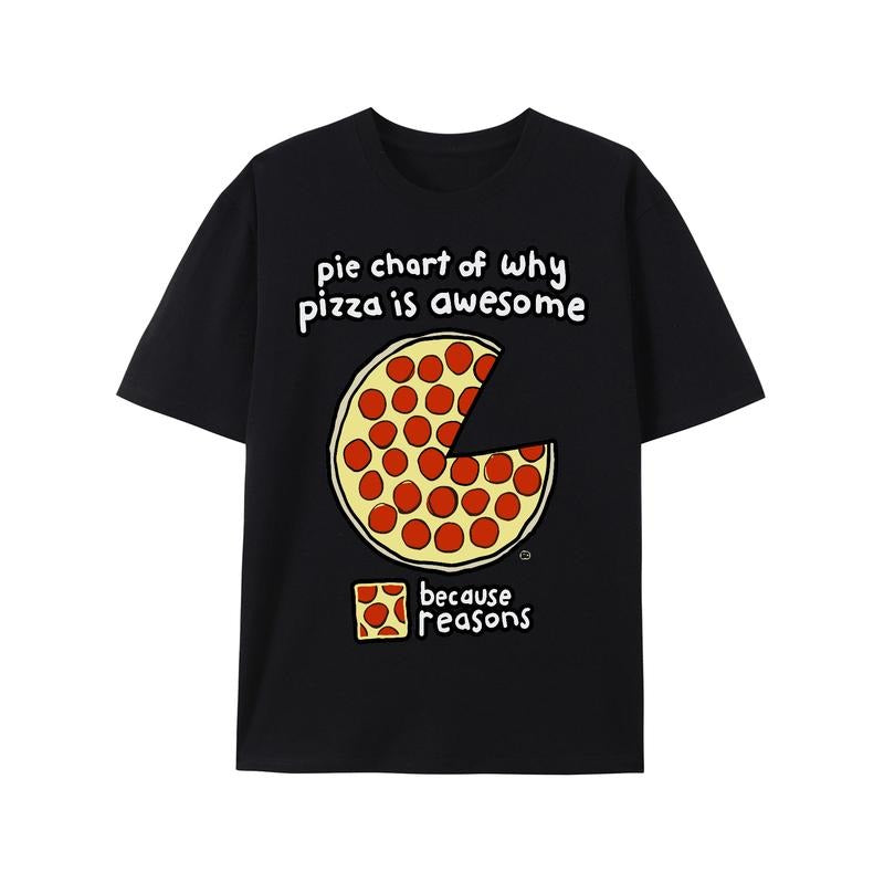 Men's Pizza Chart Graphic Cotton T-Shirt