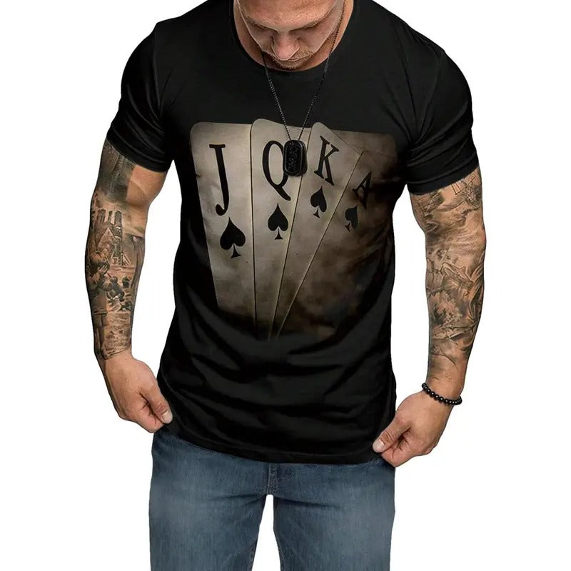 Men's Plus Size Graphic Tees Playing Card Print T Shirts Short Sleeve Summer Tops made in usa Hoodie, Sweatshirt