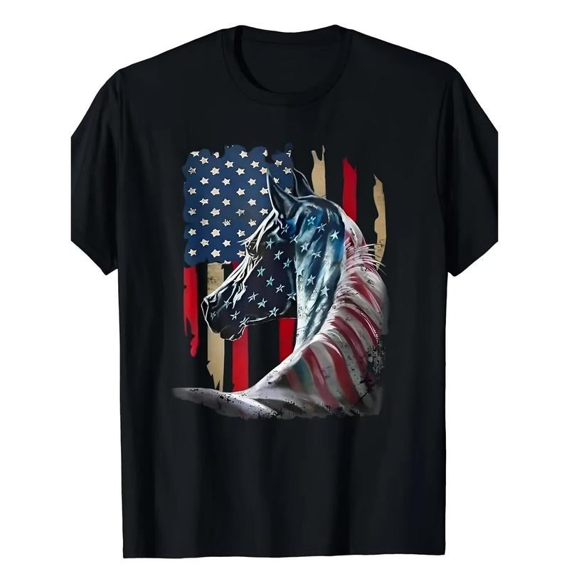 Men's Premium Cotton T-Shirt with Unique Horse Print