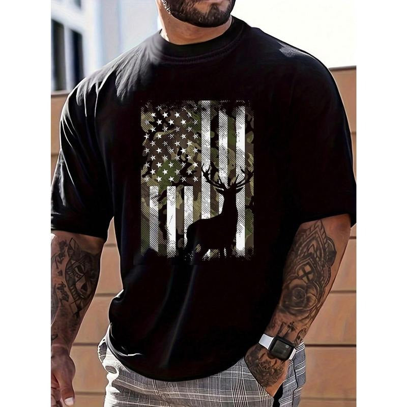 Men's Printed Round Neck Short Sleeve T-Shirt Made in USA Hoodie, Sweatshirt | TeeBloomCo.com