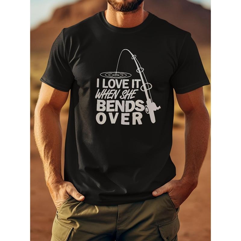 Men's Printed Short Sleeve T-shirt, Fisher Man T-shirt