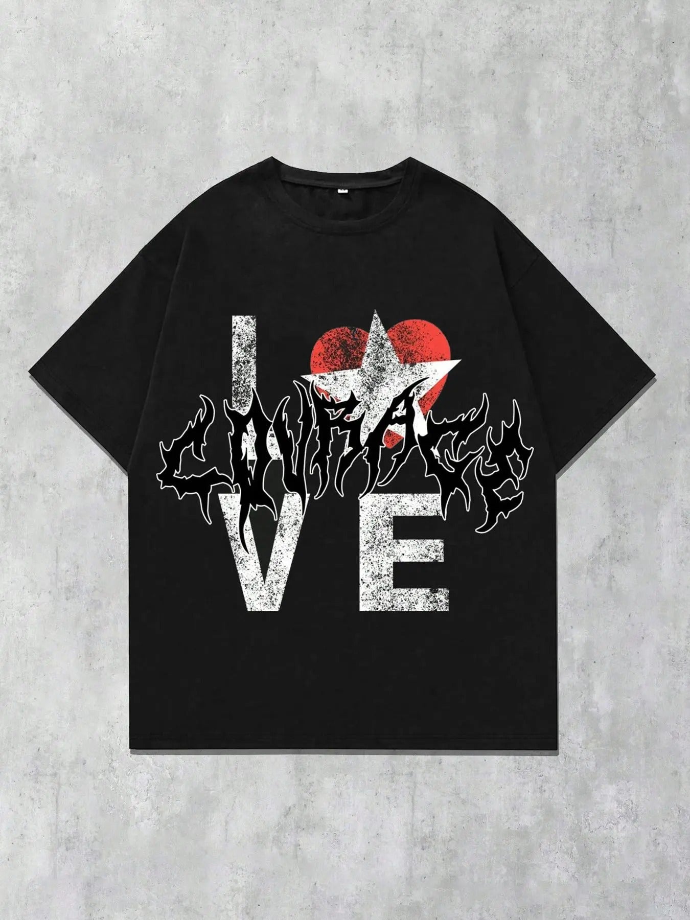 Men's Regular Fit Star & Heart Print Round Neck Tee, Casual Comfy Short Sleeve T-shirt for Summer, Fashion Men's Top for...