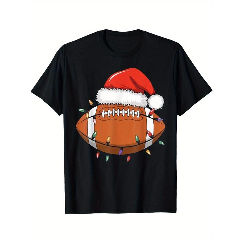 Men's Santa Football Player Christmas Tee