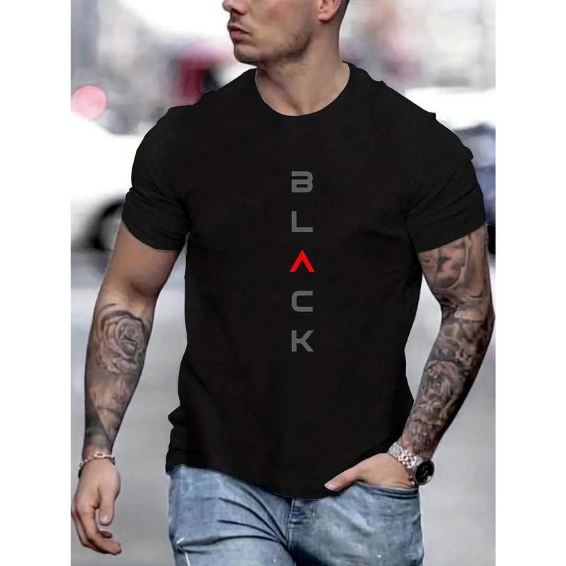 Men's Short Sleeve T-Shirt With Letter Print And Round Neckline Made in USA Hoodie, Sweatshirt | TeeBloomCo.com